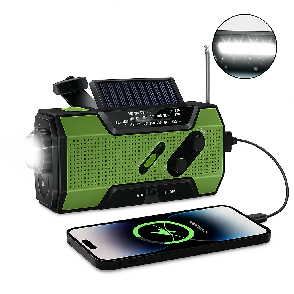 Emergency radio hand-crank charging